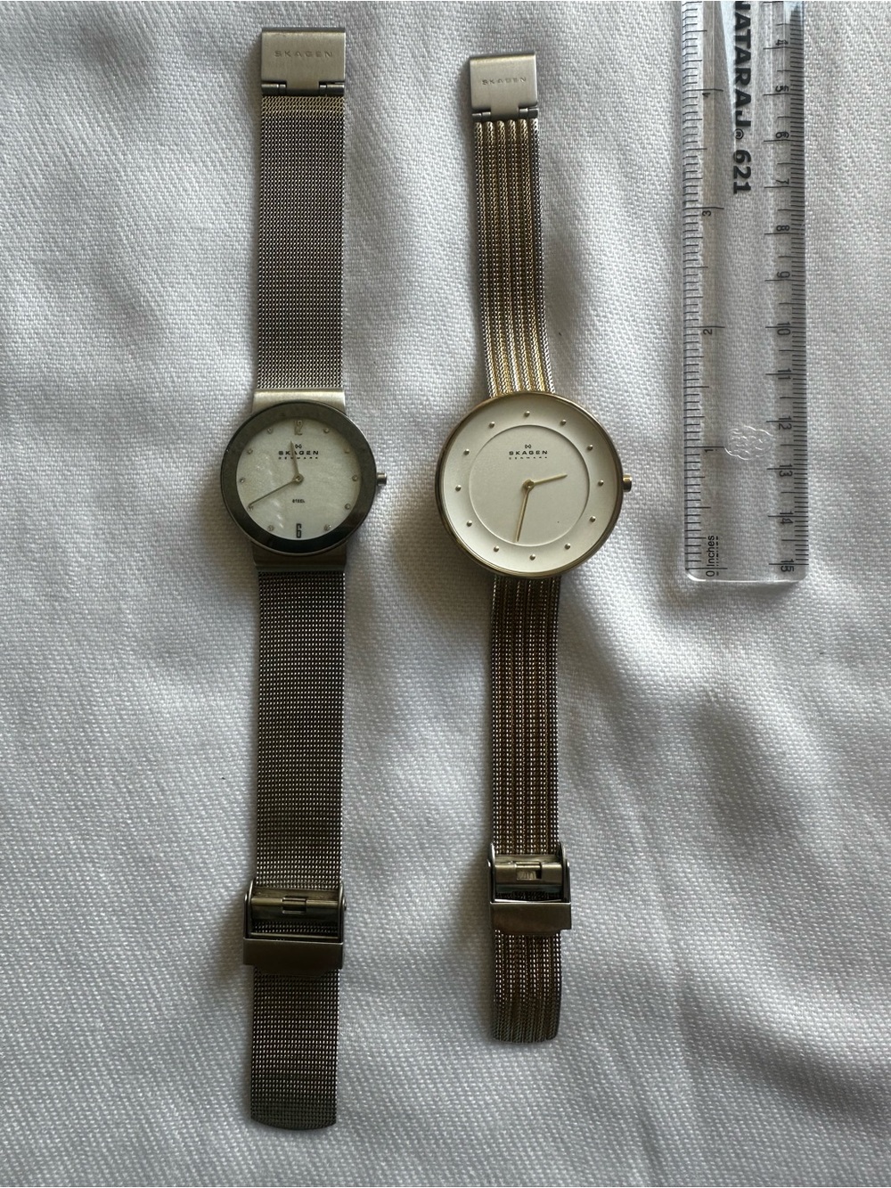 BUNDLE Skagen Freja & Gitte Silver-Tone Mesh Women’s Watches with White Dials